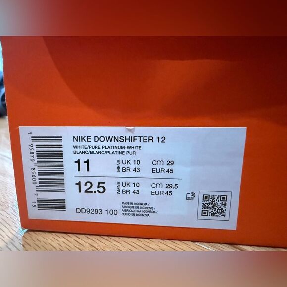 NEW Mens size 11 Nike Downshifter 12 White Pure Platinum Running Shoes NIB - Picture 2 of 15